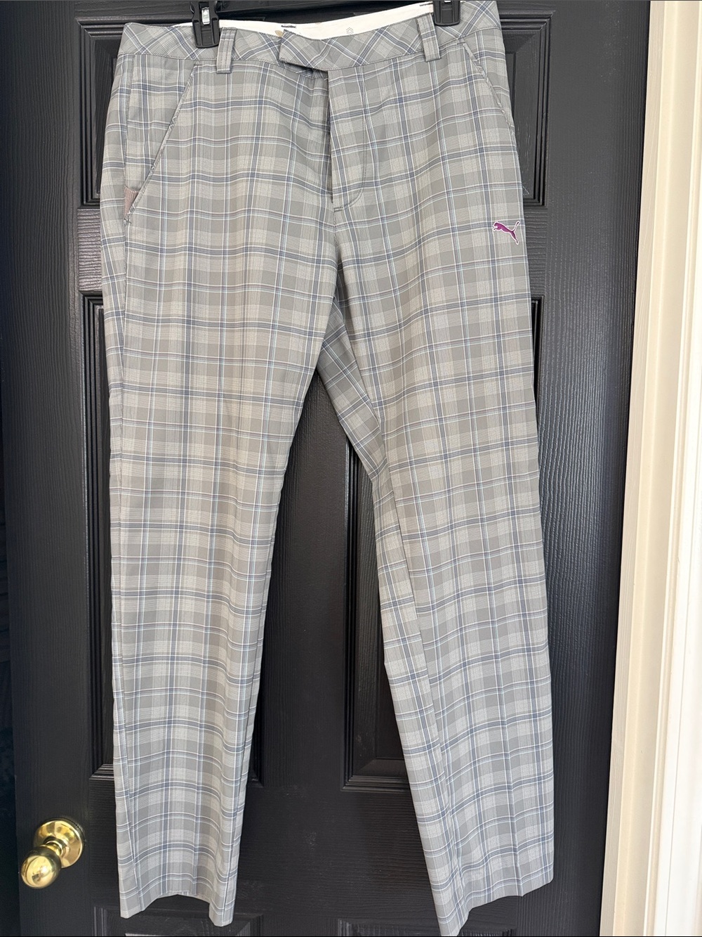 Puma Men’s Light Gray Plaid Chino Pants